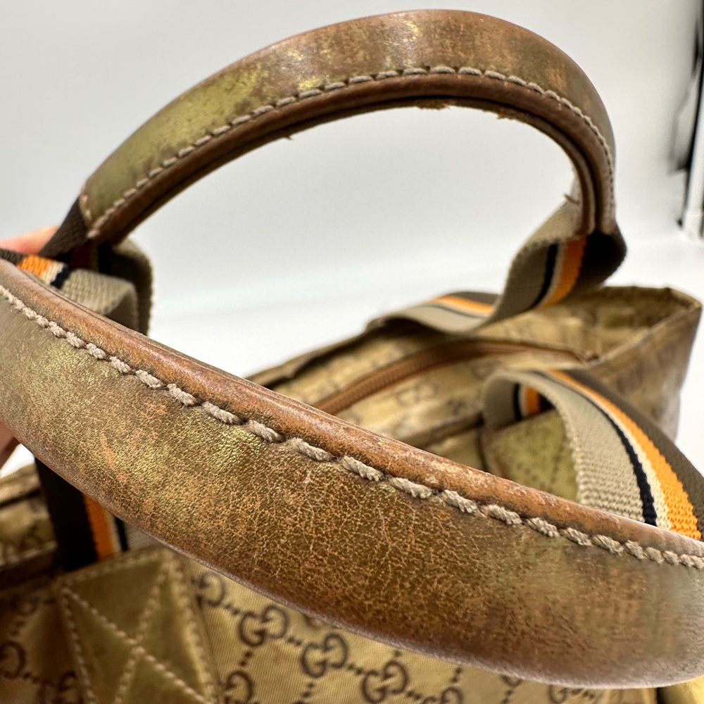 GUCCI GG Crystal Small Tote Bag Gold Gray Brown - Picture 9 of 15